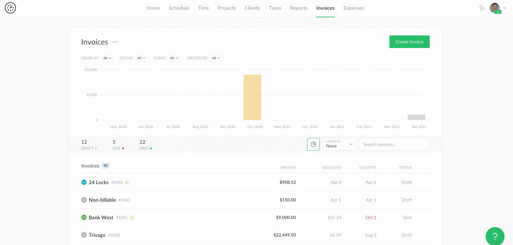 invoices for fixed-fee projects