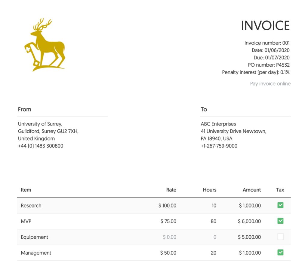 free professional google docs invoice template for your business