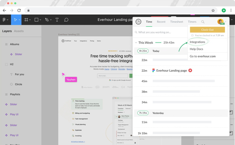 everhour figma time tracking authorize