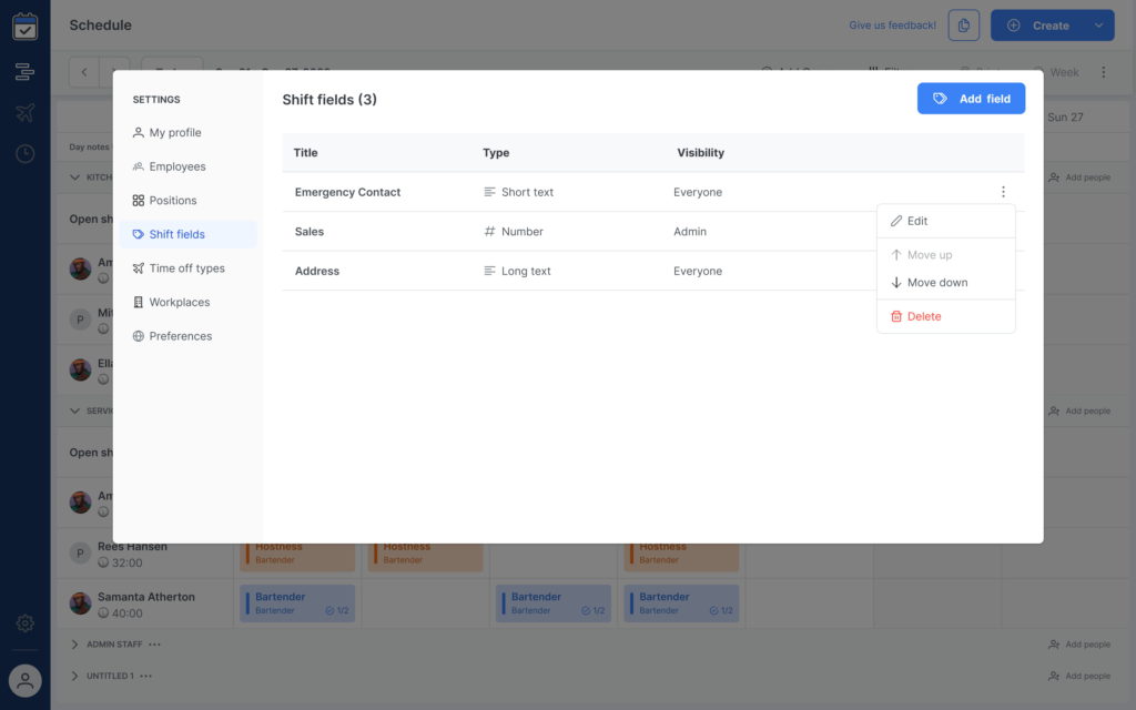 enhance your shift details with custom fields