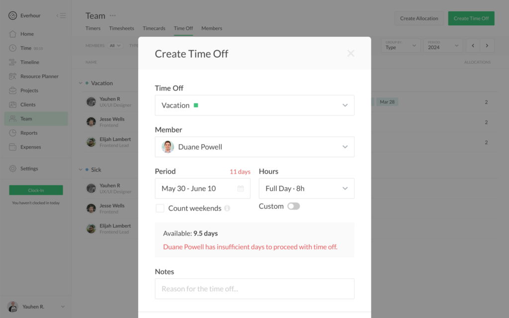 introducing the “time off accrual” feature