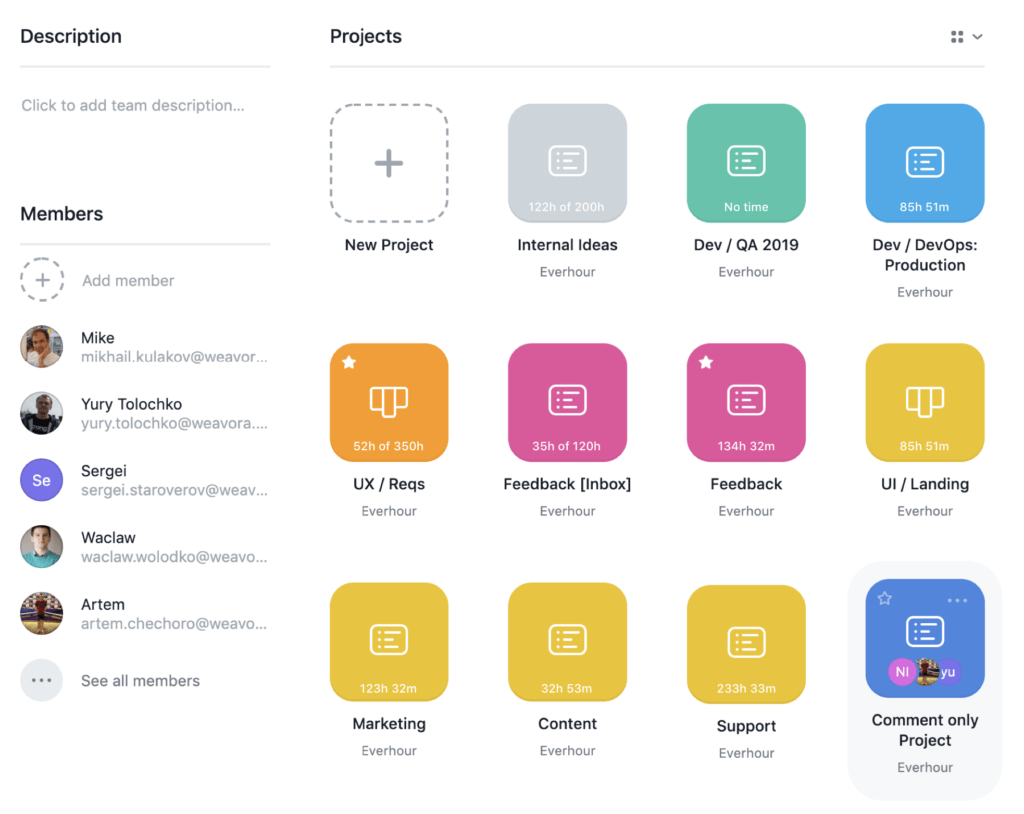 project totals in asana home and team pages