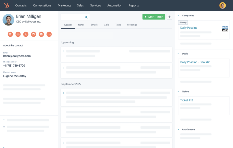 Time tracking and estimates inside Hubspot