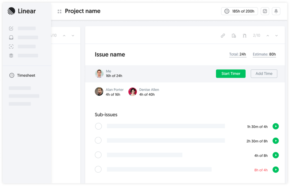 Time tracking and estimates inside Linear