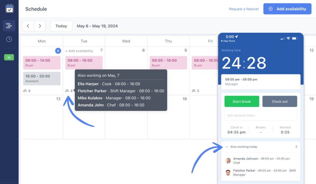 introducing “see who’s working the same day” feature