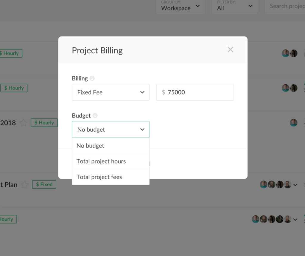 projects get a fixed-fee billing method