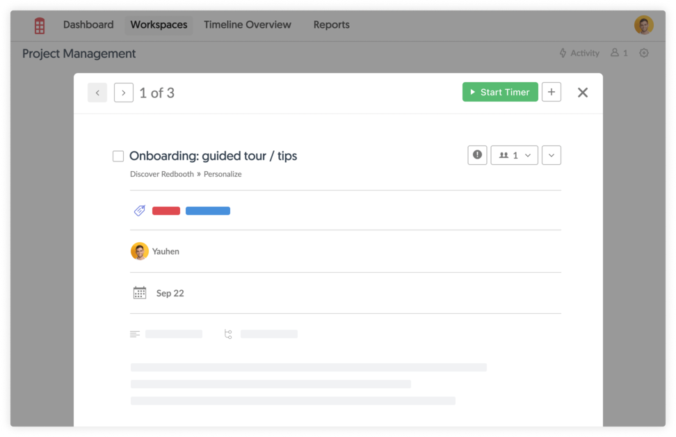 Time tracking and estimates inside Redbooth