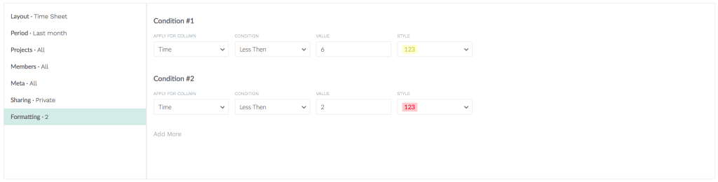 conditional formatting in reports