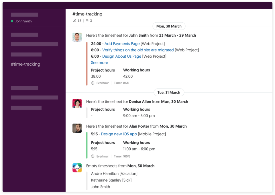 How Everhour integrates with Slack