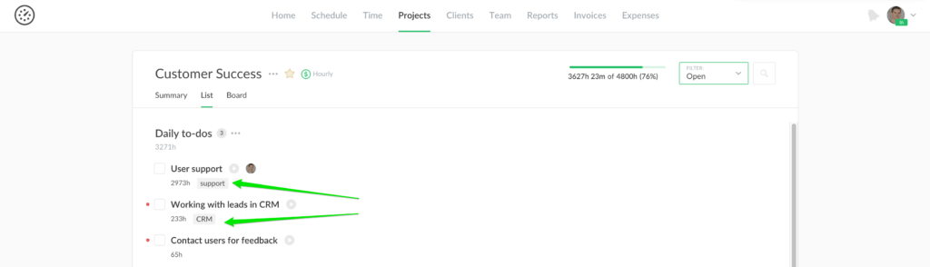 task assignee in internal projects, restore removed tasks and resync reports